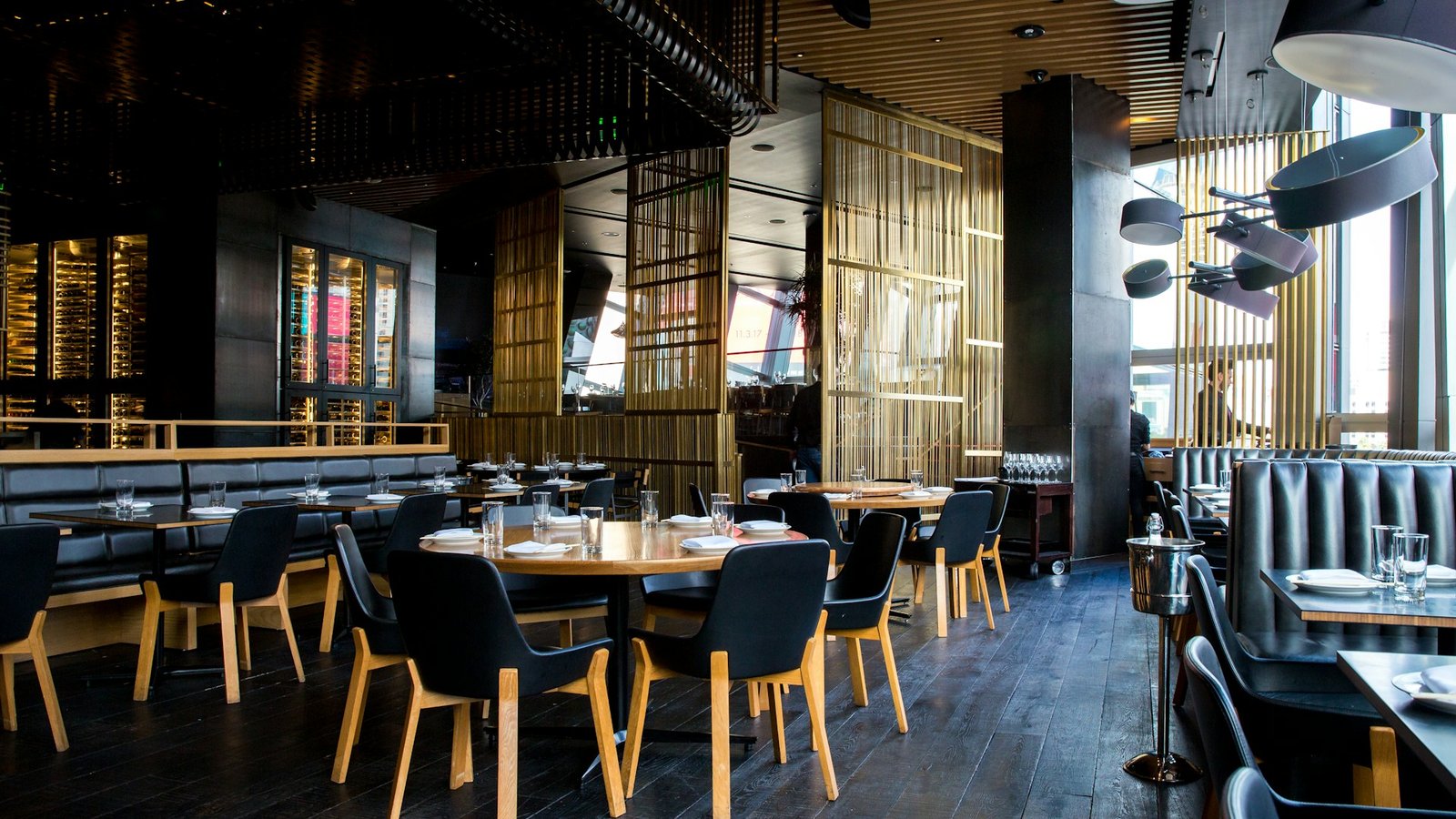 Warm restaurant dining room atmosphere